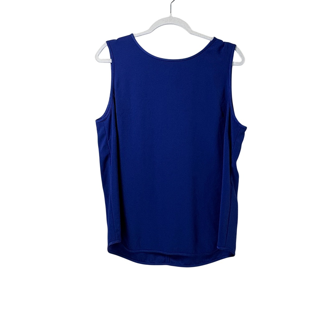 St John Sleeveless Top Womens L Blue Keyhole Back Triacetate Crepe - Picture 1 of 9